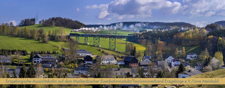 Erzgebirgische Aussichtsbahn auf dem Markersbacher Eisenbahnviadukt ©Tourismusverband_Erzgebirge_eV_bearb_schmal_2